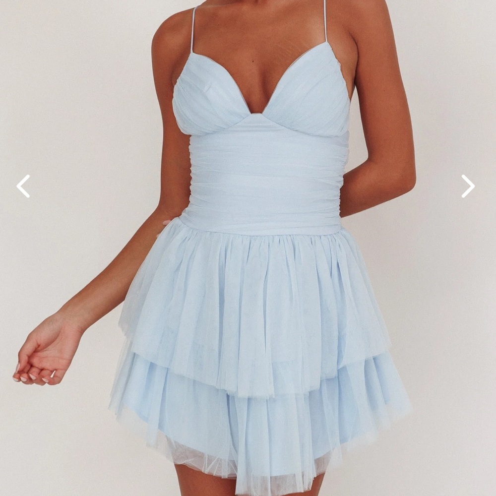 BRAND NEW selfie Leslie baby blue mini dress